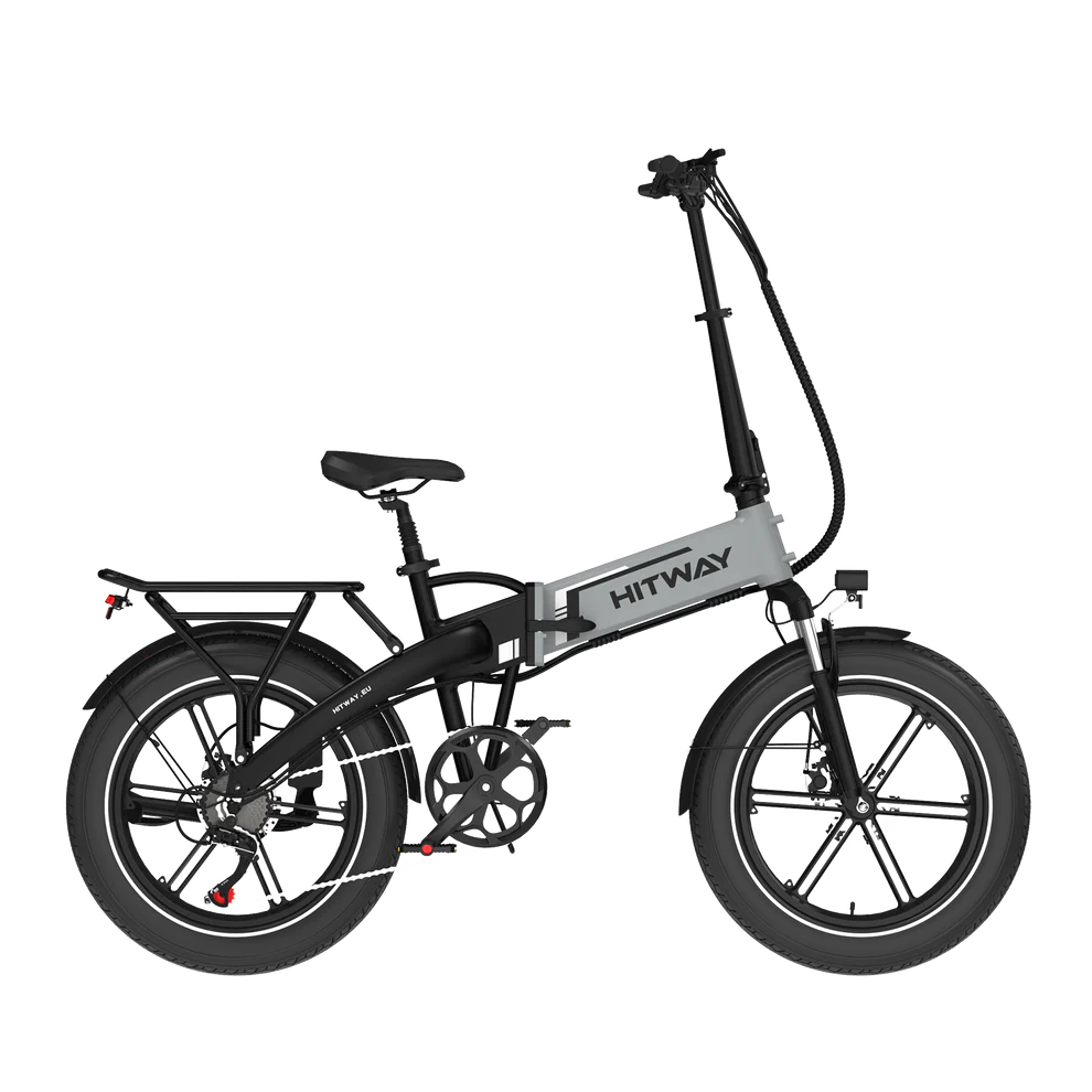 Elektrische vouwfiets HITWAY BK10S, zwart grijs, zijaanzicht rechts