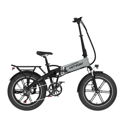 Elektrische vouwfiets HITWAY BK10S, zwart grijs, zijaanzicht rechts