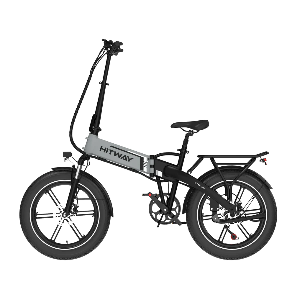 Elektrische vouwfiets HITWAY BK10S, zwart grijs, zijaanzicht links