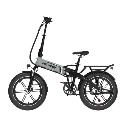 Elektrische vouwfiets HITWAY BK10S, zwart grijs, zijaanzicht links