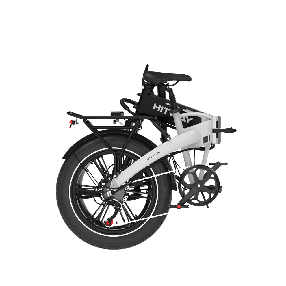 Elektrische vouwfiets HITWAY BK10S, zwart wit, opgevouwen