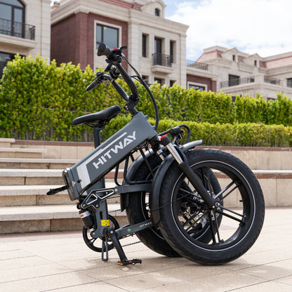 Elektrische vouwfiets HITWAY BK10S PRO, grijs, opgevouwen