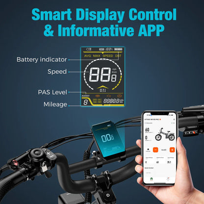 Elektrische vouwfiets HITWAY BK10S PRO, smart display en app op telefoon