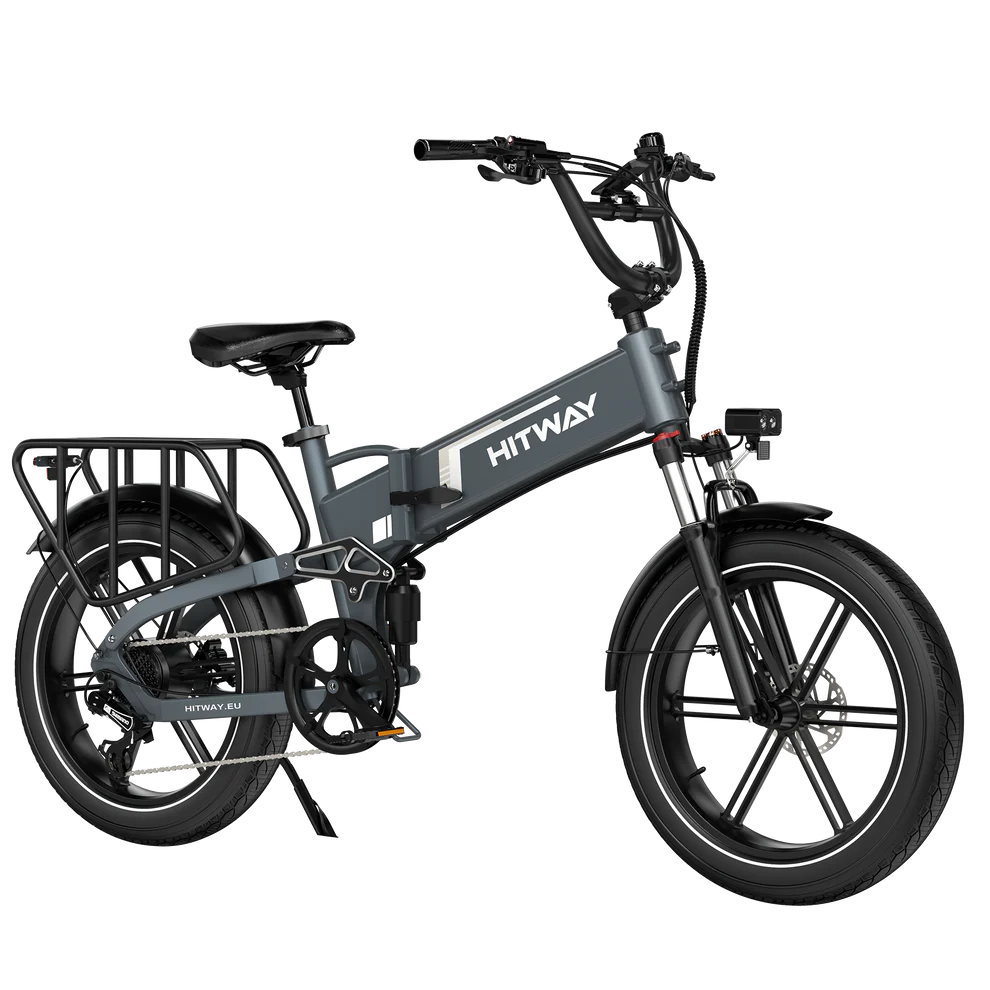 Elektrische vouwfiets HITWAY BK10S PRO, grijs, zijaanzicht rechtsvoor