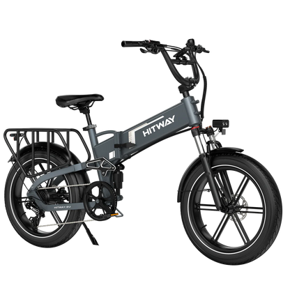 Elektrische vouwfiets HITWAY BK10S PRO, grijs, zijaanzicht rechtsvoor