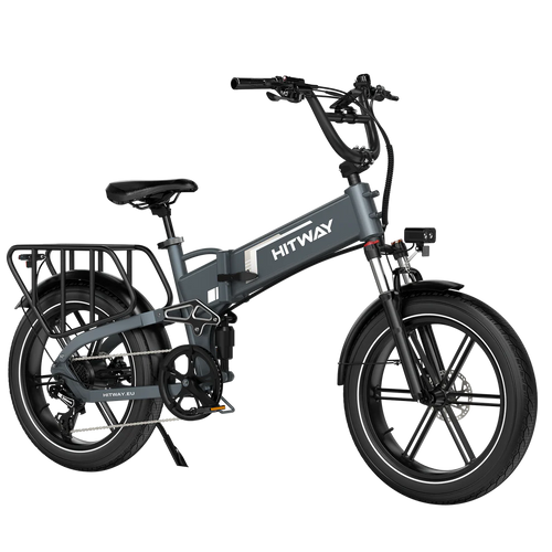 Elektrische vouwfiets HITWAY BK10S PRO, grijs, zijaanzicht rechtsvoor