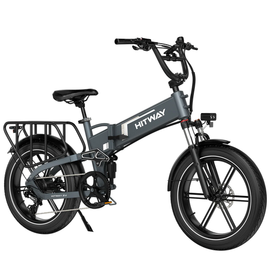 Elektrische vouwfiets HITWAY BK10S PRO, grijs, zijaanzicht rechtsvoor