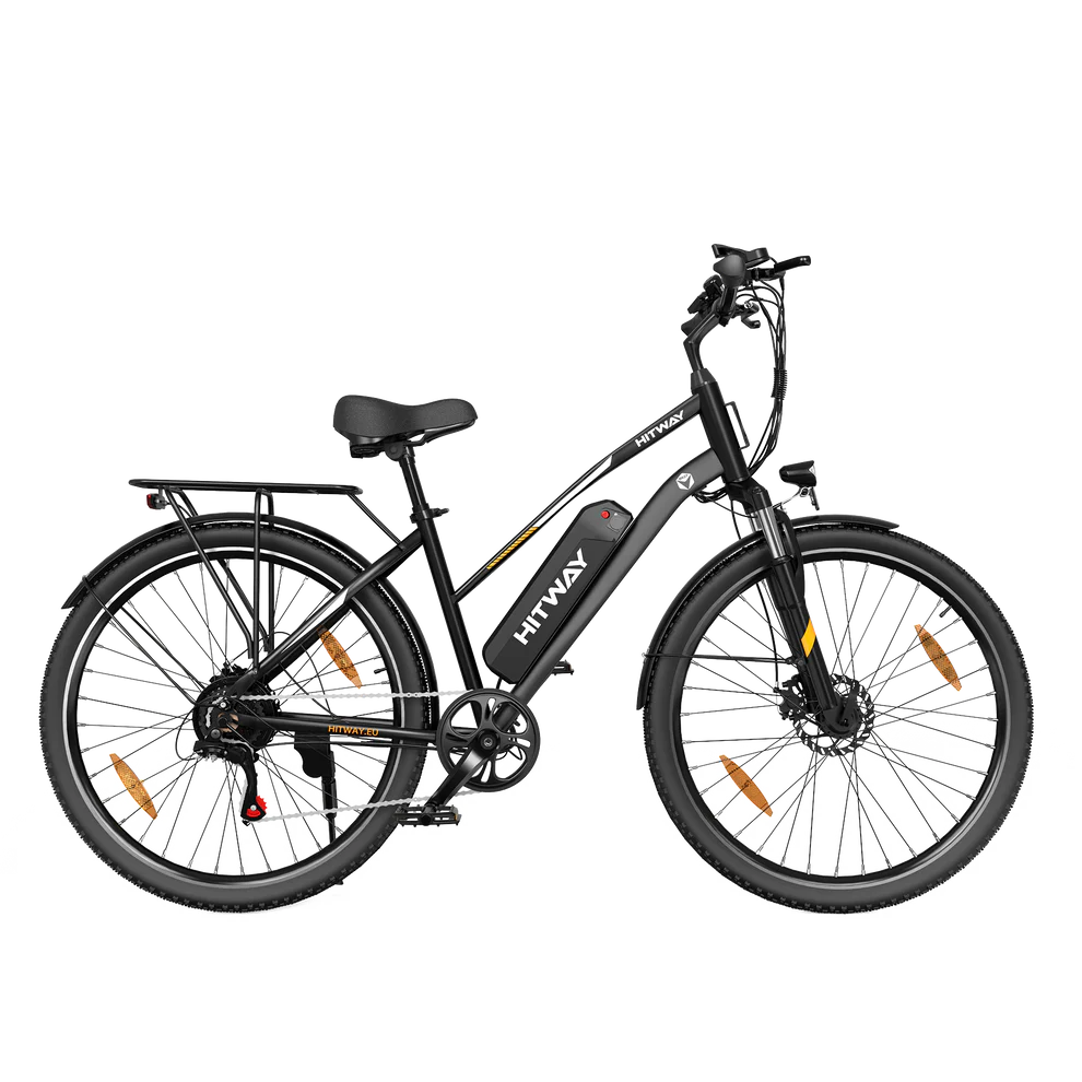 Elektrische fiets HITWAY BK27S zwart, zijaanzicht rechts