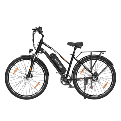 Elektrische fiets HITWAY BK27S zwart, zijaanzicht links