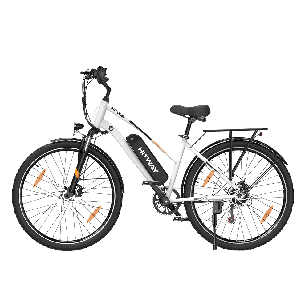 Elektrische fiets HITWAY BK27S wit, zijaanzicht links
