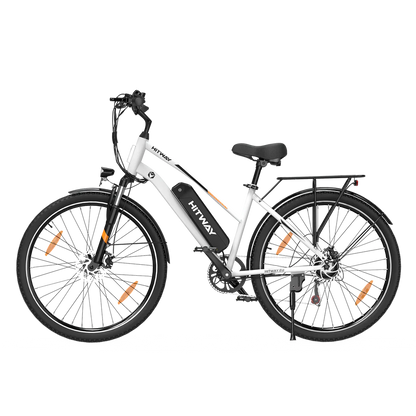 Elektrische fiets HITWAY BK27S wit, zijaanzicht links