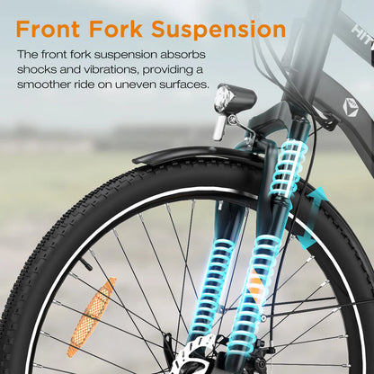 Elektrische fiets HITWAY BK27S zwart, vering voorvork