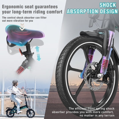 Elektrische vouwfiets HITWAY BK2, verende zadelpen en voorvork