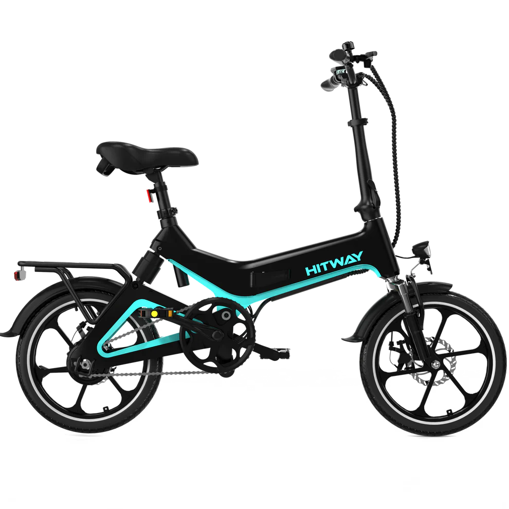 Elektrische vouwfiets HITWAY BK2 zwart zijaanzicht rechts