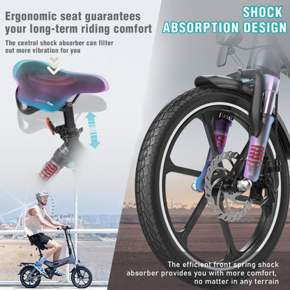 Elektrische vouwfiets HITWAY BK2, verende zadelpen en voorvork