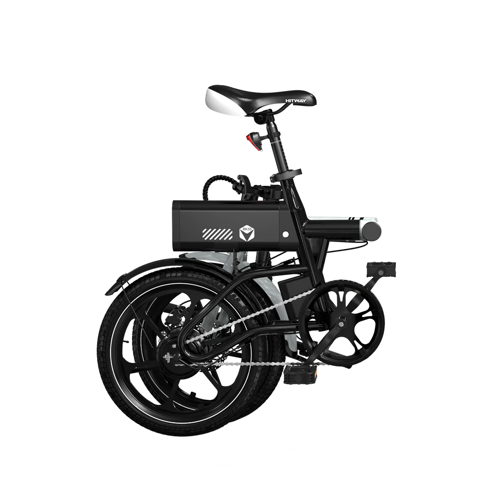 Elektrische vouwfiets HITWAY BK35S, zwart wit, opgevouwen