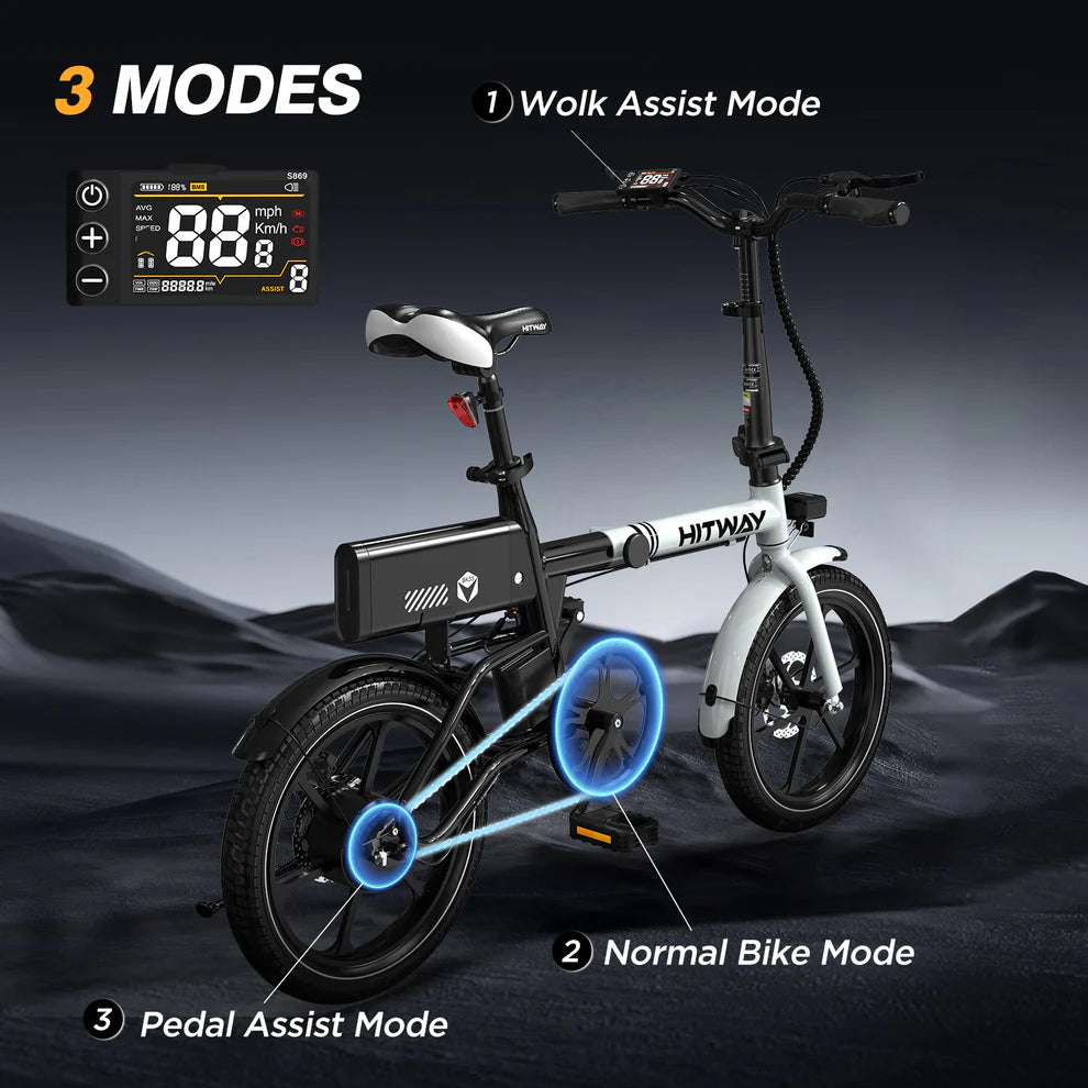 Elektrische vouwfiets HITWAY BK35S, loop assist modus, normale fiets modus, fietsassist modus