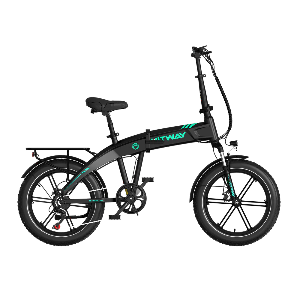 Elektrische vouwfiets HITWAY BK36, zwart, zijaanzicht rechts