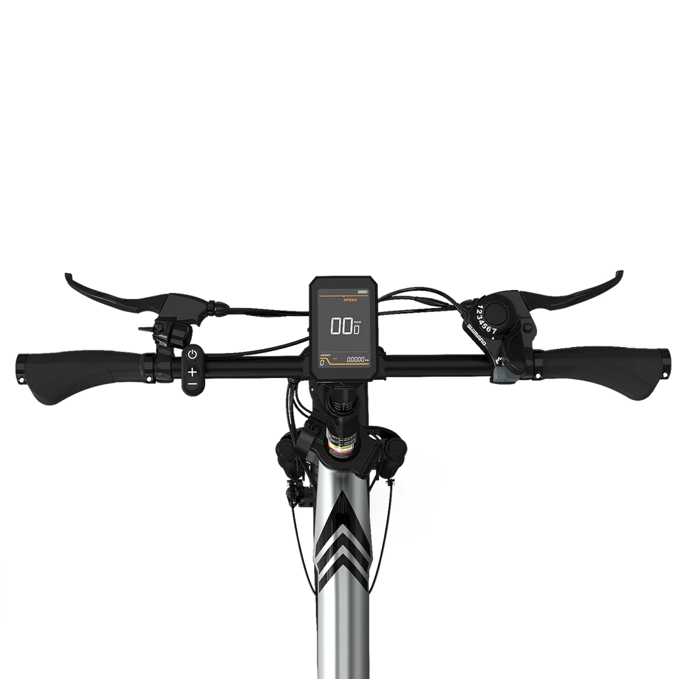 Elektrische vouwfiets HITWAY BK36, grijs, bovenaanzicht stuur met display