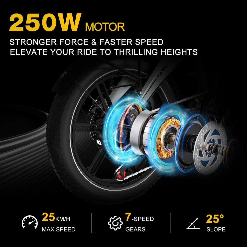 Elektrische vouwfiets HITWAY BK36, kenmerken aandrijvingssysteem