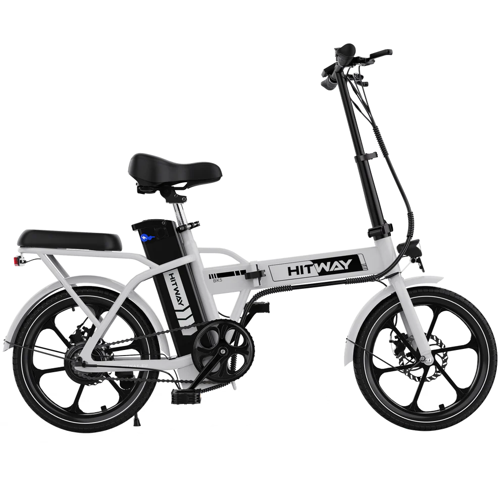 Elektrische vouwfiets HITWAY BK5S, wit, zijaanzicht rechts