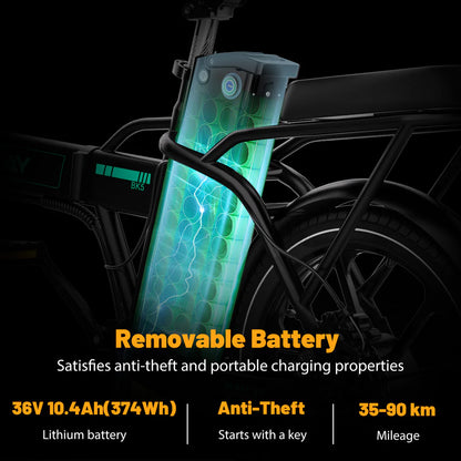 Elektrische vouwfiets HITWAY BK5S, zwart, krachtige, verwijderbare batterij