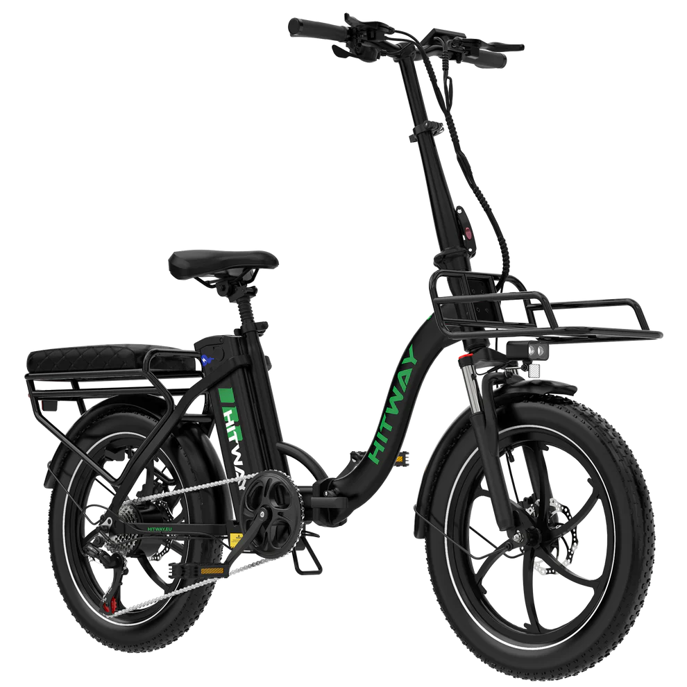 Elektrische vouwfiets HITWAY BK6S L1, zwart, zijaanzicht schuin rechtsvoor