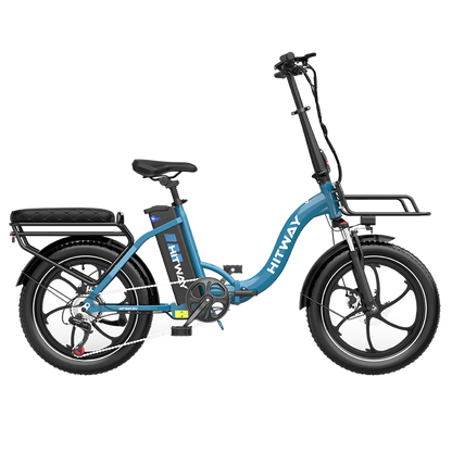 Elektrische vouwfiets HITWAY BK6S L1, blauw, zijaanzicht rechts