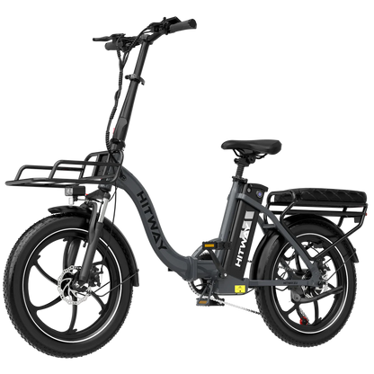 Elektrische vouwfiets HITWAY BK6S L1, grijs, zijaanzicht schuin linksvoor