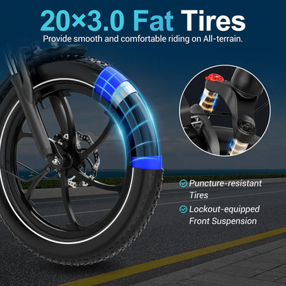 Elektrische vouwfiets HITWAY BK6S L1, brede lekbestendige banden, lockout voorvering