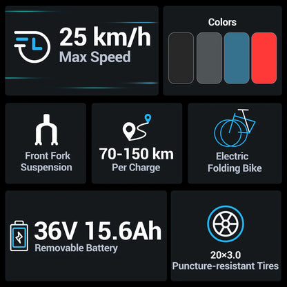Elektrische vouwfiets HITWAY BK6S L1, overzicht specificaties en beschikbare kleuren