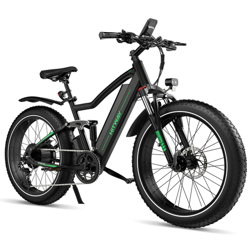 Elektrische fiets HITWAY BK9S, fatbike, zijaanzicht, rechts schuin voorkant