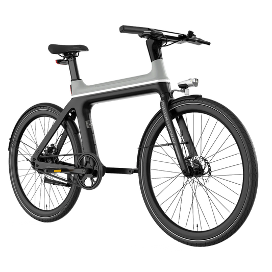 Elektrische fiets ENGWE E-BIKE X in zwart met grijs, zijaanzicht schuin rechts