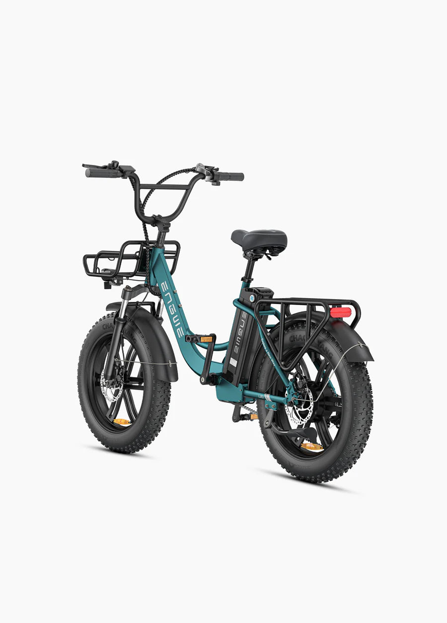 Elektrische fiets ENGWE L20 Boost, groen, zijaanzicht, schuin linksachter