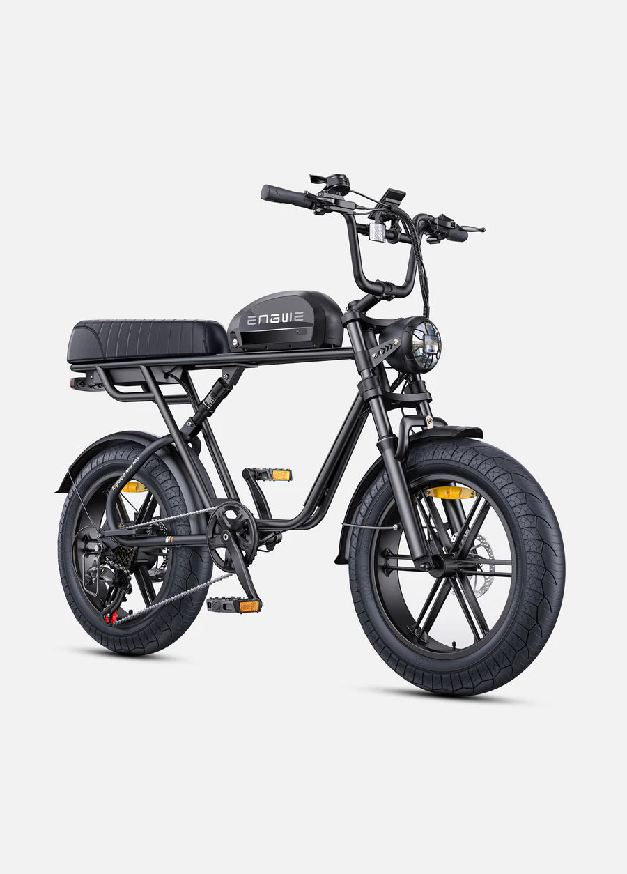 Elektrische fiets ENGWE M20, zwart, zijaanzicht schuin rechtsvoor, enkele accu