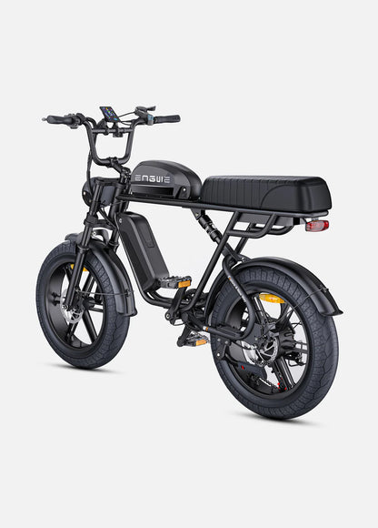 Elektrische fiets ENGWE M20, zwart, zijaanzicht schuin linksachter, dubbele accu