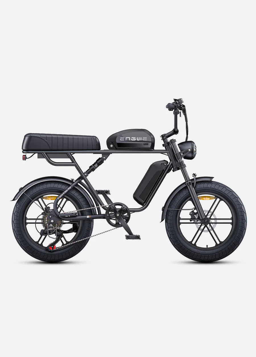 Elektrische fiets ENGWE M20, zwart, zijaanzicht rechts, dubbele accu