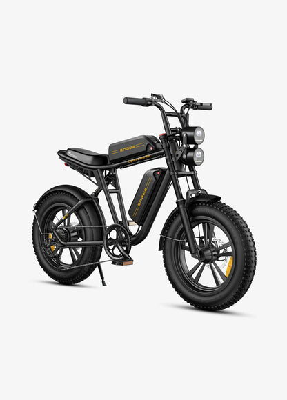 Elektrische fiets ENGWE M20, zwart, zijaanzicht schuin rechtsvoor, dubbele accu